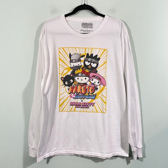 Naruto X Sanrio Hello Kitty White Long Sleeve Graphics Tee Size M/L - Picture 1 of 9